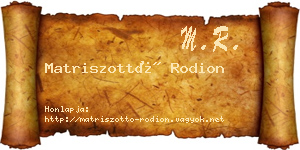 Matriszottó Rodion névjegykártya